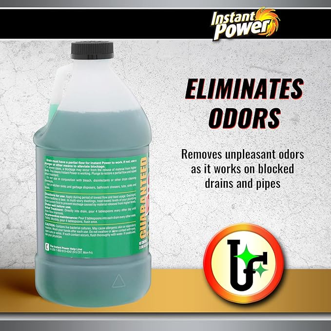 Instant Power Slow Drain Build Up Remover – Prevents Clogs, Ends Slow Drains for Sinks,Tubs, Showers, Toilets, Disposals, RVs, 2 Liters (Pack of 2)