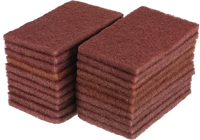 METALLIXITY Scouring Pad (15 x 10cm/ 6"x4") 20pcs, Non-Scratch Scouring Sponge Scour Pads - for Cleaning Dishes Pots, and Pans, Brown