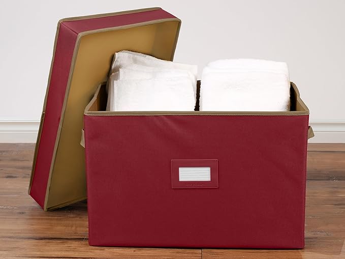 Covermates Keepsakes - Storage Box - Heavy Duty Polyester - Reinforced Handles - ID Window - Indoor Storage - Closet Storage, Red