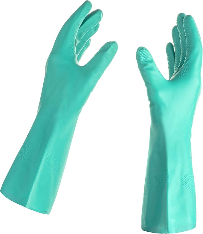 Tusko Products Best Nitrile Rubber Cleaning, Household, Dishwashing Gloves, Latex Free, Vinyl Free, Reusable not Disposable, Large L (1 Pair)
