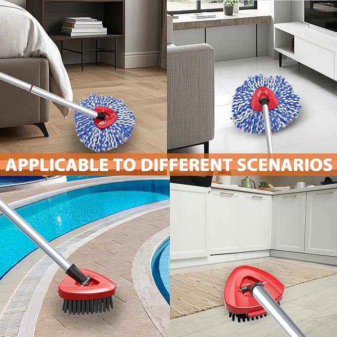 5 Pack Spin Mop Head Replacement for O Cedar RinseClean 2-Tank System,Include 4 Mop Replace Heads + 1 Upgrade Scrubber Brush, 100% Microfiber Mop Refills Deep Cleaning Machine Washable