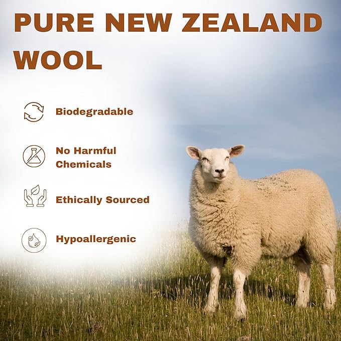 Woolly's Wool Dryer Balls – 100% Pure New Zealand Wool, Reusable Natural Fabric Softener, Reduces Drying Time & Clothes Wrinkles, Chemical-Free Dryer Balls (Pack of 6)
