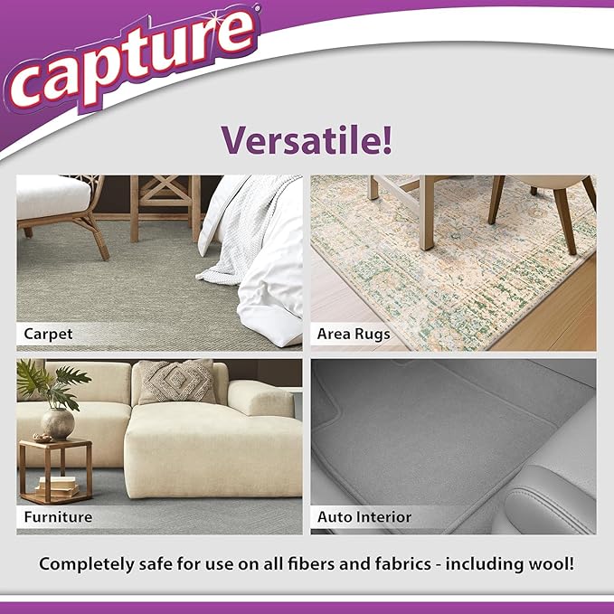 Capture Carpet & Rug Dry Cleaner w/Brush - Carpet Deodorizer & Freshener Powder - Pet Odor Eliminator - Fresh Natural Scent - Carpet Cleaner Powder - Odor Eliminator, Stains Spot Remover (1 lb)