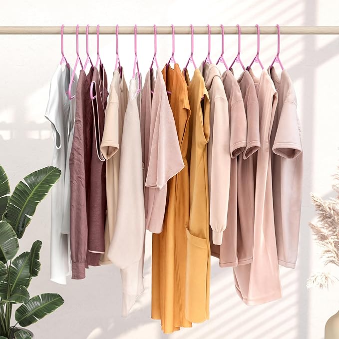 Plastic Hangers 20 Pack Pink - Clothes Hangers - Makes The Perfect Coat Hanger and General Space Saving Clothes Hangers for Closet - Percheros Ganchos para Colgar Ropa Hangars