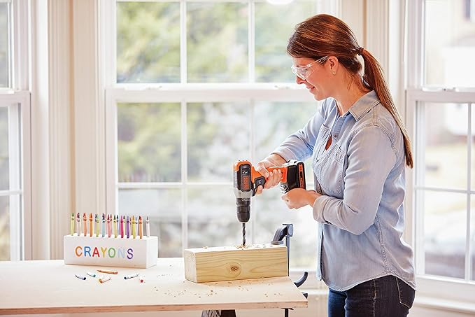 BLACK+DECKER 20V MAX Cordless Drill Kit with ‎Battery, Charger, Includes Double Sided Drill Bit (BCD702C1)