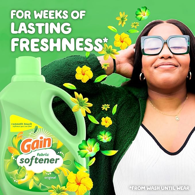 Gain Liquid Fabric Softener, Original Scent, 140 FL OZ, 190 Loads, Liquid Fabric Softener For Soft, Fresh Laundry