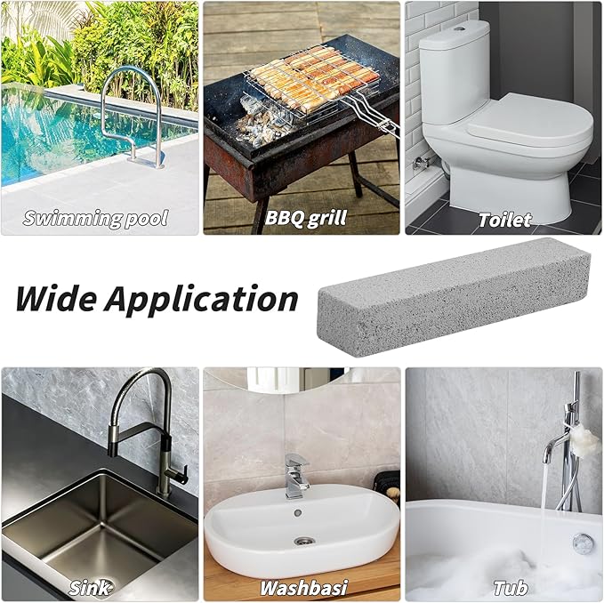 90 Pack Pumice Stones Bulk for Cleaning - Grey Pumice Scouring Pad, Pumice Stick Cleaner for Removing Toilet Bowl Ring, Bath, Household, Kitchen, Pool, 5.9 x 1.4 x 0.9 Inch