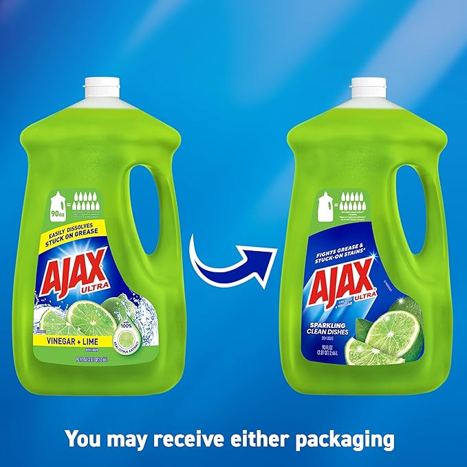 Ajax Dish Soap, Liquid, Vinegar and Lime | 90 oz Bottle | Pack of 2 | Ultra Formula