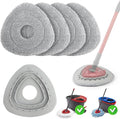 Spin Flat Mop Pad Replacement Compatible with O Cedar Mop Head Replace Flat Triangle Mop, Wet Damp Dry Sweeping Pads Washable, Microfiber, 4 Mopping Pads and 1 Mop Base