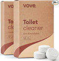 Vove Probiotic Toilet Bowl Cleaner Tablets, 24 Count - Lime & Eucalyptus, Citric Acid + Oxygen Bleach Fizzing Formula, Dissolves Hard Water Stains & Limescale, Plant-Based, Septic Safe, Plastic-Free