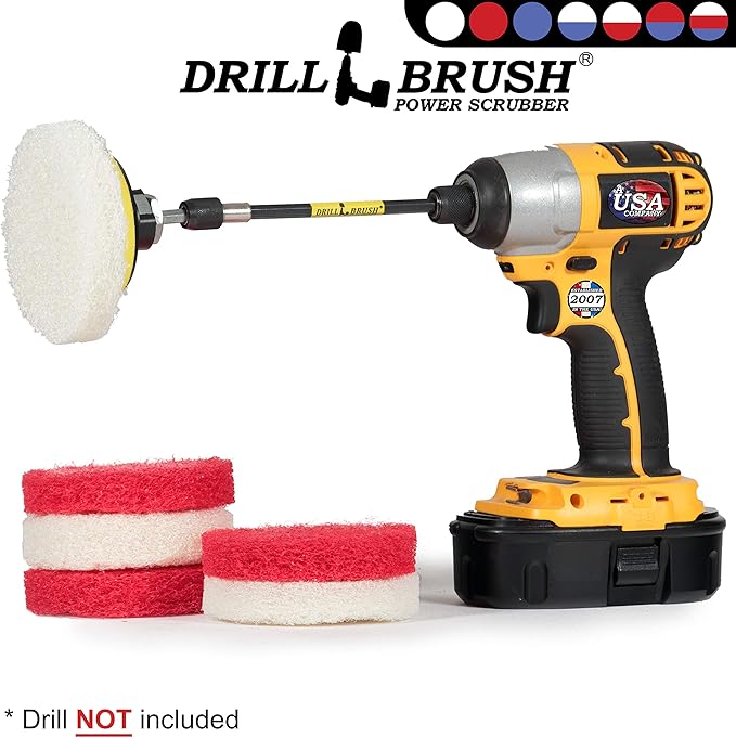 Drill Brush - Drill Attachment - Bathroom - Power Scrubber Pads - Cleaning Pads - Bath - Shower Door - Scouring Pad Kit - Bath Mat - Bathroom Sink - Shower Cleaner - Vinyl Flooring - Scrub Pads