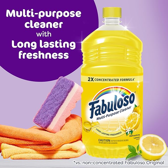 Fabuloso Multi-Purpose Cleaner, 2X Concentrated Formula, Refreshing Lemon Scent, 56 oz