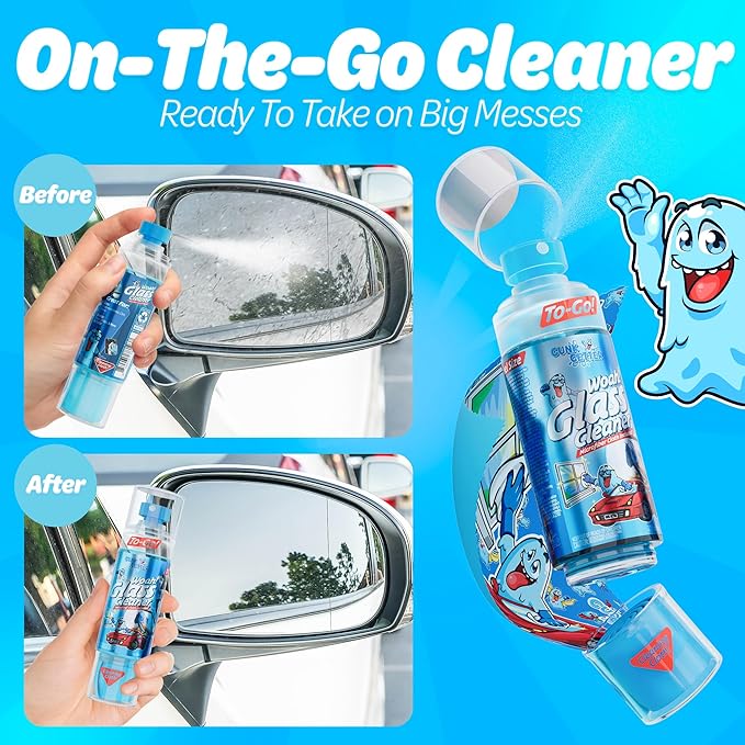 Travel Spray Bottle With Microfiber Cap - Glass Cleaner (2 Pack)