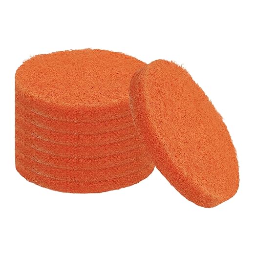 uxcell 8Pcs Scrubber Scouring Pad, 3 Inch 2000 Grits Drill Power Brush Hoop and Loop Scrub Pads Discs Polishing Pad for Household Furniture Automotive Cleaning, Orange