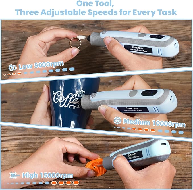 Rotary Tool Kit, Cordless Rotary Tool, Mini Rotary Tool, 4V, Variable Speed, with Upgraded Accessories, for Carving, Engraving, Sanding, Polishing, Cutting, DIY Crafts and Pet Nails, Blue