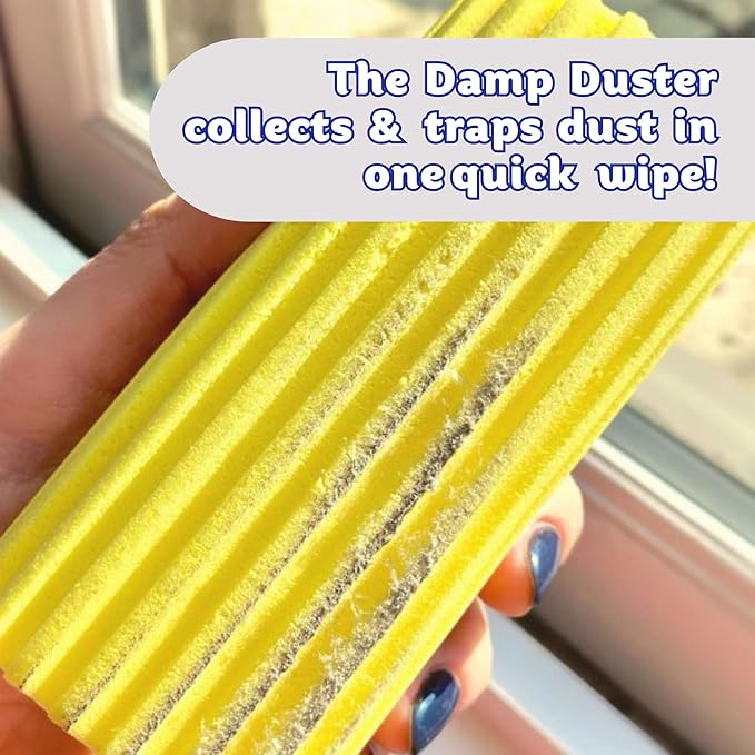 Scrub Daddy Damp Duster, Magical Dust Cleaning Sponge, Dusters for Cleaning, Venetian & Wooden Blinds Cleaner, Vents, Radiator, Skirting Boards, Mirrors, Dust Brush Tools, Home Gadgets, Light Blue