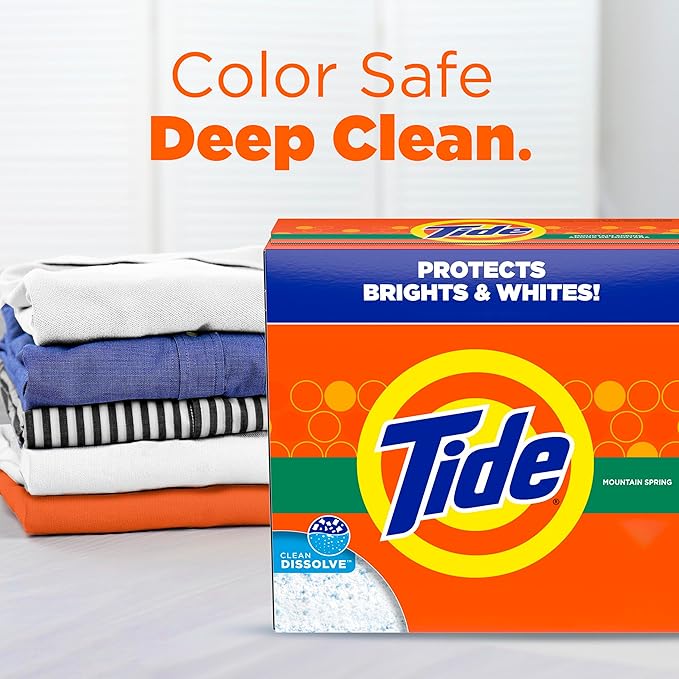 Tide Powder Laundry Detergent, Mountain Spring Scent, 125 Loads, 143 oz