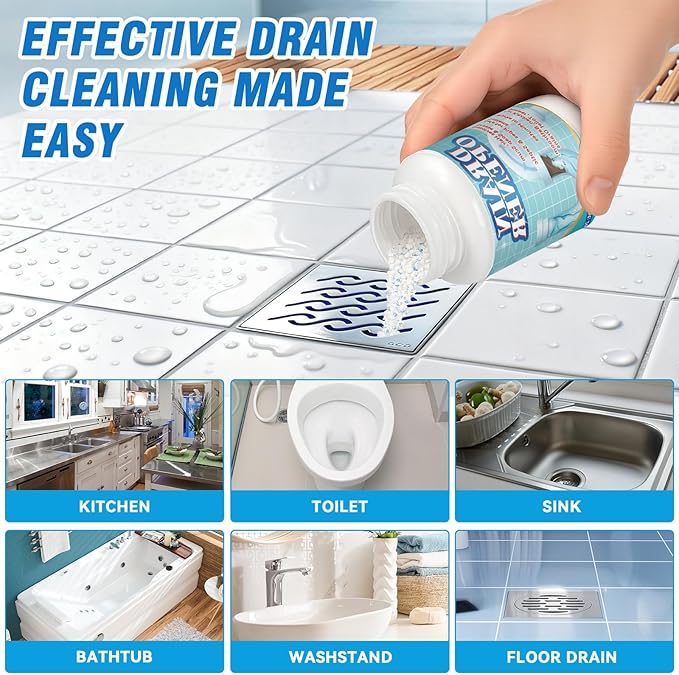 Powerful Pipeline Dredging Agent, 260ml Drain Clog Cleaner for Shower, Sink, Toilet, Tub Drains, Drain Cleaner Cleaner Hair, Grease, Soap Scum, Blockages for Kitchen & Bathroom