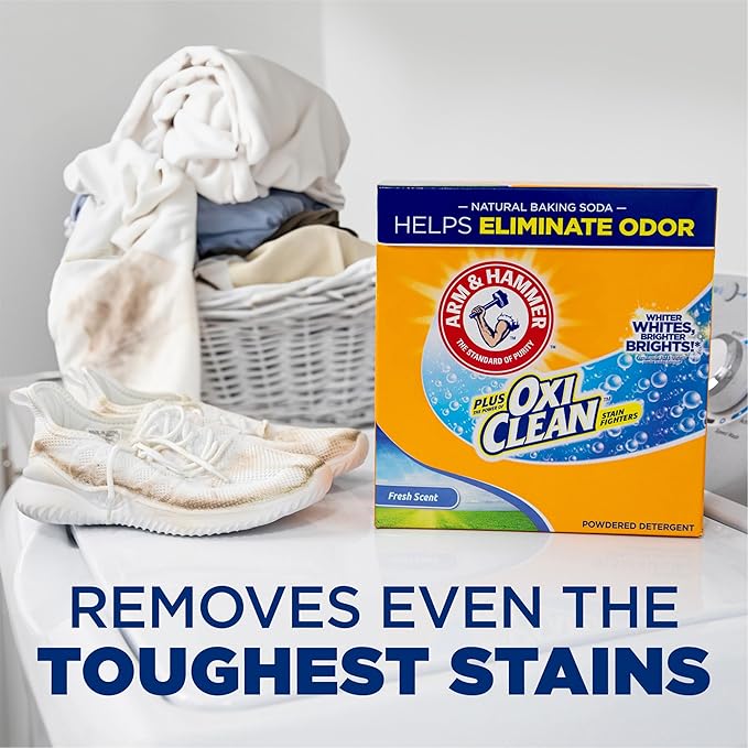 Arm & Hammer Plus OxiClean Powder Laundry Detergent, Fresh Scent, 45 Loads, 3.48 Pound (Pack of 1) - Package May Vary