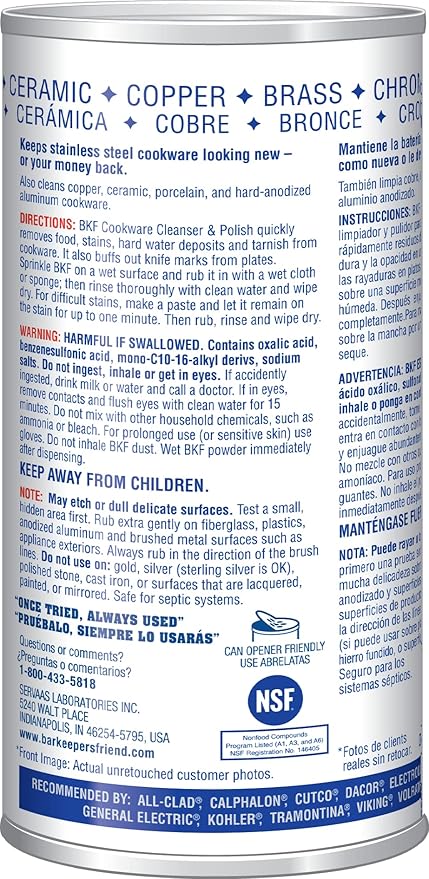 Bar Keepers Friend Cookware Cleanser & Polish (2 x 12 oz) Stainless Steel Cleaner & Degreaser for Pots, Pans, Bakeware & Grills - Removes Sticky Residue, Rust Stains & Lime Deposits