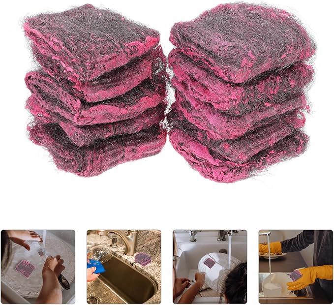 Stainless Steel Scrubbers Steel Wool Sponges Utensil Cleaning Pads Multipurpose Heavy Duty Scouring Pad Kitchen Bathroom