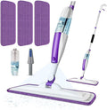 Spray Mops for Floor Cleaning Floor Mop with a Refillable Spray Bottle and 3 Washable Microfiber Pads Home or Commercial Use Dry Wet Flat Mop for Hardwood Laminate Wood (Purple)