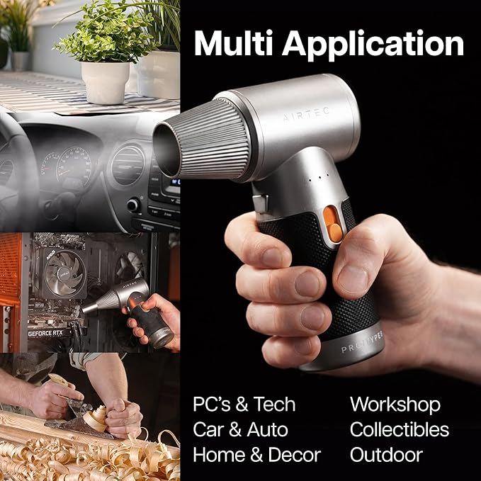 IT Dusters AirTec Ultra Cordless Air Duster for PC & Electronics, Rechargeable Electric Air Blower for Keyboard, Laptop, Console & Home Cleaning, Alternative to Canned Air (Type 8 - Rosie)
