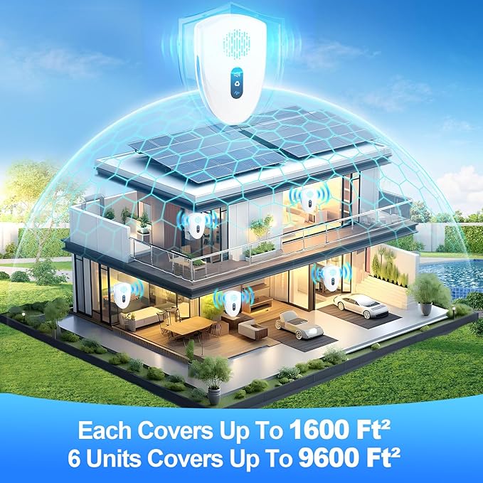 2025 Upgraded Ultrasonic Pest Control Repeller, Mouse Repellent Indoor for Spider Bug Roach Ant Mosquito Rat Mice Insect Deterrent, Mouse Rodent Repellent Ultrasonic Plug in, 3 Mode Switching, 6 Pack