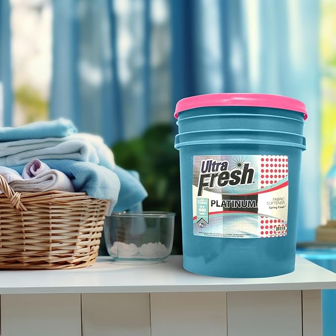 Ultra Fresh Platinum 5 Gallon Spring Fresh Scented Fabric Softener Liquid with Pump for Easy Dispensing for Up to 640 Laundry Loads (5 Pack)