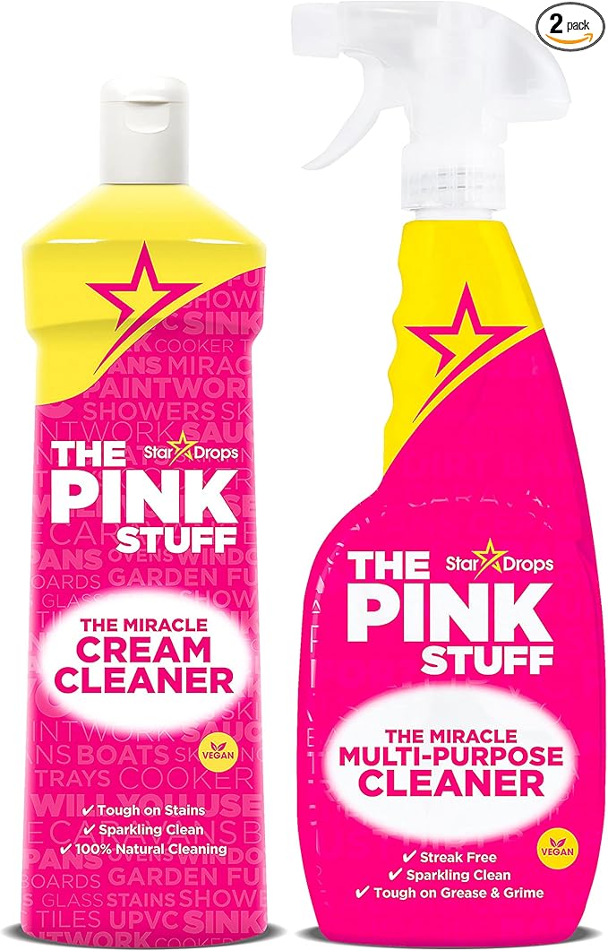 Stardrops The Pink Stuff Multi-Purpose Spray & Cream Cleaner Bundle – Tough on Stains, Gentle on Surfaces, All-Purpose Cleaning Solution (2-Pack)