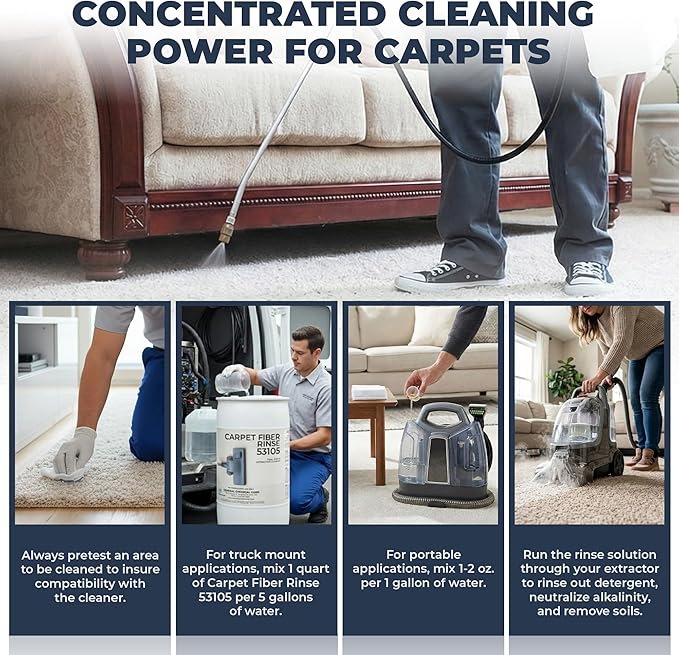 CarpetGeneral- Carpet Fiber Rinse & Odor Neutralizer Solution 53105|Prevent Browning, Bleeding & Odors with Top Carpet Cleaner Liquid|Carpet Fiber Rinse Professional Residue Attracting Agent 55 Gallon