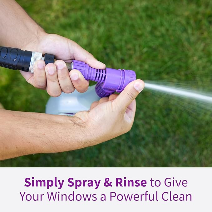 Rejuvenate High Performance Outdoor Window Spray and Rinse Cleaner with Hose End Adapter Instantly Removes Grime and Dirt Streak-Free Shine (32 oz)