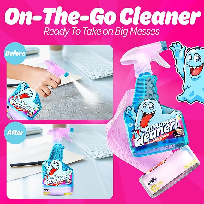 Spray Bottle With Microfiber Cap - All Purpose Cleaner 16oz - Lavender (2 Pack)
