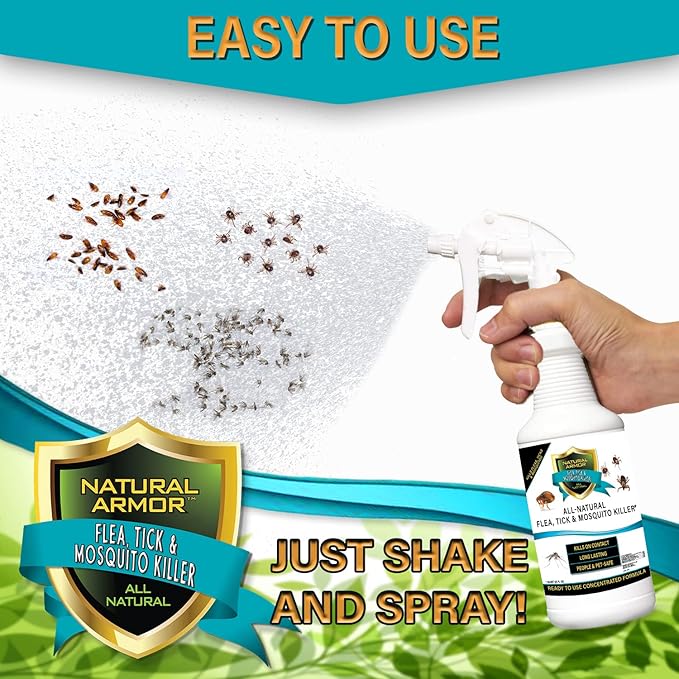All-Natural Flea, Tick & Mosquito Killer - Powerful Non-Toxic Formulation Safe for Children, Pets & Environment for Indoor & Outdoor Use. 128 Oz Gallon, Ready to Use with Heavy-Duty Trigger Sprayer