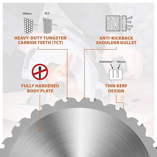 Evolution Power Tools RAGEBLADE 7-1/4-Inch Multipurpose Cutting Blade for Steel, Aluminum, Wood and Plastics