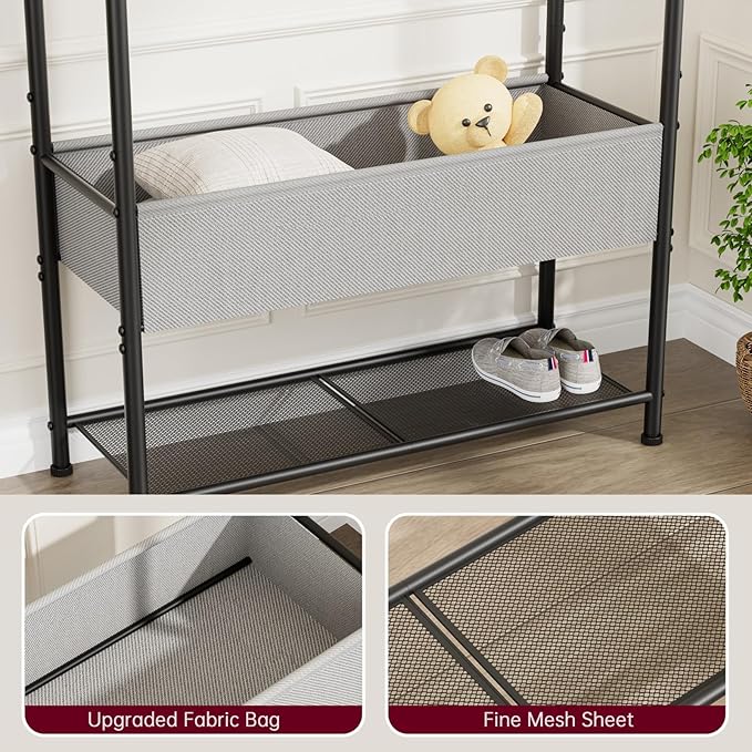 SINGAYE Clothes Garment Coat Rack Drying Clothing Racks Metal Freestanding for Hanging Clothes Portable Closet for Laundry Bedroom Black