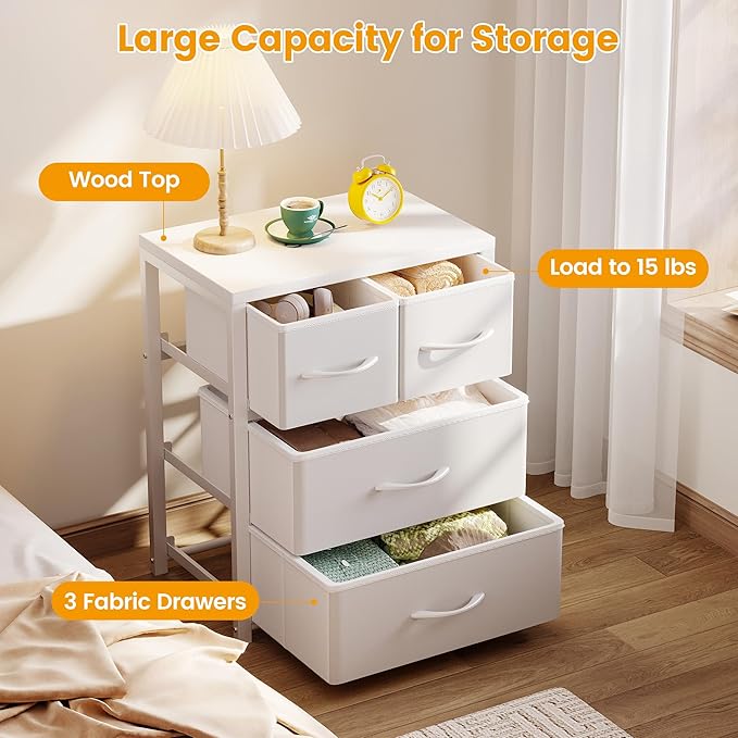 Homeiju Stackable 4-Drawer Fabric Dresser with Waterproof Wood Top – Closet Organizer & Storage Drawers for Bedroom, Modern Metal Frame Design (3 Tier)