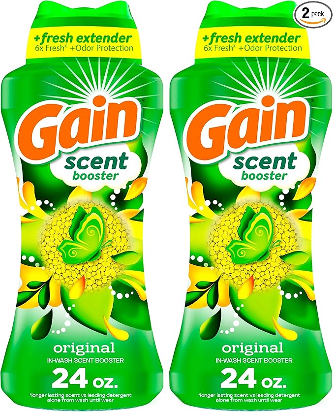 Gain In-Wash Laundry Scent Booster Beads,Original Scent,24.0 OZ,Fresh Extender + Odor Protection,(Pack of 2)