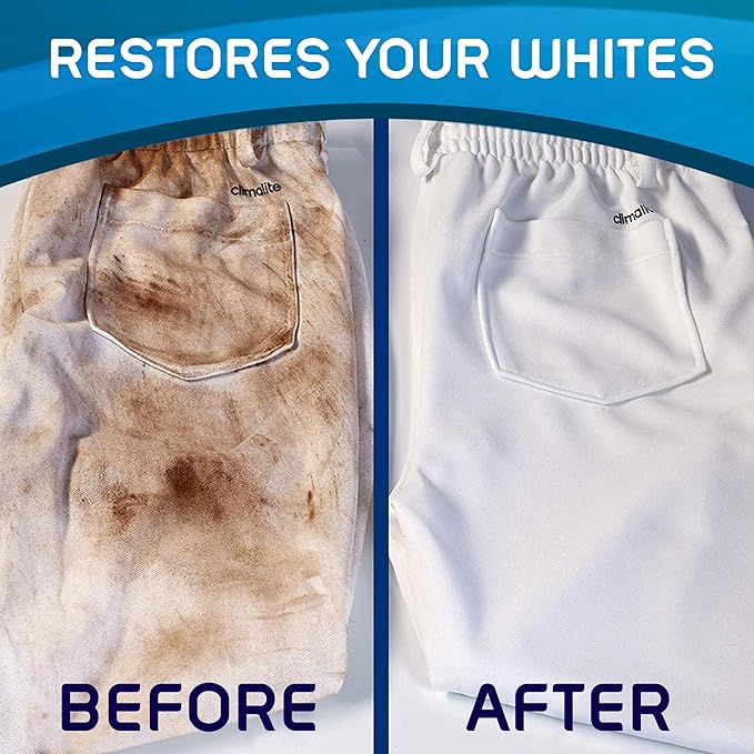 OUT White Brite Laundry Whitener Powder, Stain Remover Detergent Booster for Clothes, Removes Red Clay and Rust Stains on White Clothing and Uniforms, 1 Pound 12 Ounce, Pack of 6