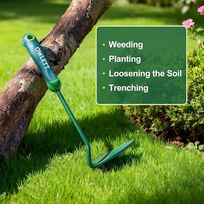 Japanese Weeding Sickle, Garden Hand Hoe Sickle Hoe with Ergonomic Rubber Handle, High-Hardness Carbon Steel Manual Weeder Tool for Weeding Cultivating Trenching Soil Loosening