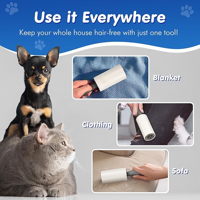BEAUTURAL Lint Roller, Extra Sticky 360 Sheets for Pet Hair Removal, Dog and Cat Lint Remover 4 Pack, Upgraded Version