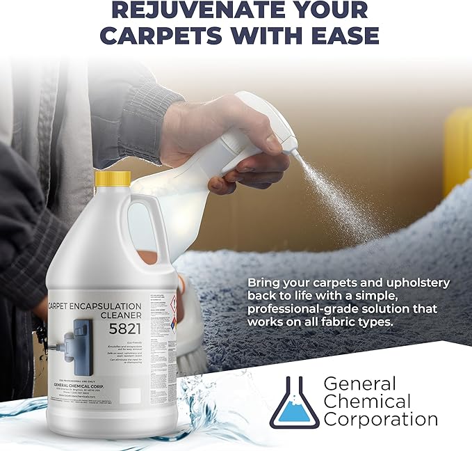 Carpet Encapsulation Cleaner 5821 - Rug Shampoo for Upholstery, Rugs, & Wool - Fast Drying, Nature Conscious Cleaning - Professional Grade Carpet Solution - 1 Gallon Jug