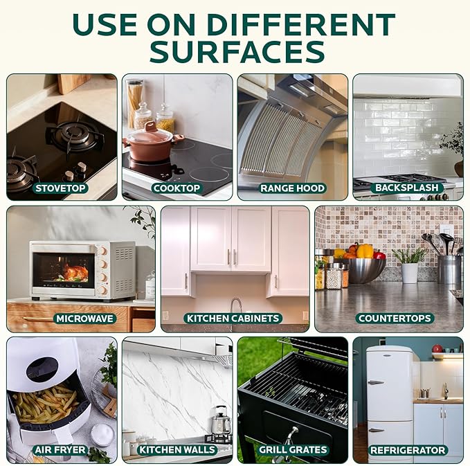 Clean Up Kitchen Oil Stains Spray: Foam Cleaner Spray Cuts Through Baked-On Grease on Ovens Stove Tops Grills - Heavy Duty Kitchen Degreaser & Cleaner for Multi-Surface Cookware & Countertop