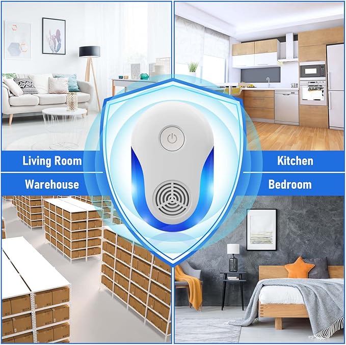 2025 Upgraded Ultrasonic Repeller 6 Pack, Indoor Ultrasonic and Repellent for Pest Insect, Roach, Rodent, Mouse, Bugs, Ant, Mosquito, Mice, Spider, Electronic Plug in Pest Control (6)