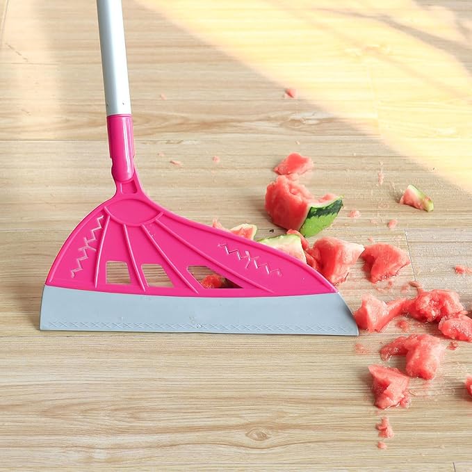 AIr Broom Sweeper, Multifunction Replaceable Silicone Broom, Household Squeegee for Floor Cleaning, Bathroom, Pet Hair, Dog Broom Brush Set (Bright Pink)