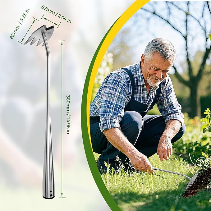 Gardening Hand Weeder Tools, 2025 New Weeding Artifact Uprooting Weeding Tool, 4-Teeth Garden Weed Puller Tool Stainless Steel Manual Weeders for Digging, Weed Removal