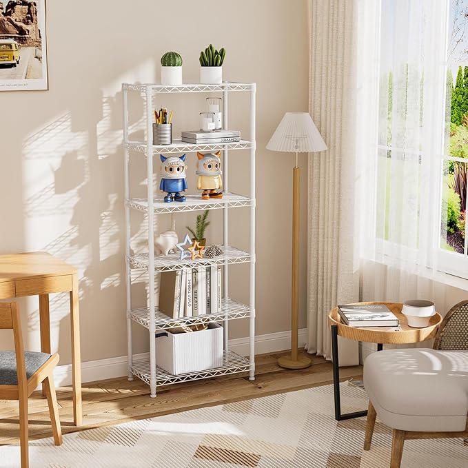 Golpart 5 tire Shelves Storage Wire Shelving Unit Metal Shelf Adjustable Organizers Storage Shelving with Wheels for Bathroom Laundry Room Kitchen Pantry12”D x 22”W x 69”H White