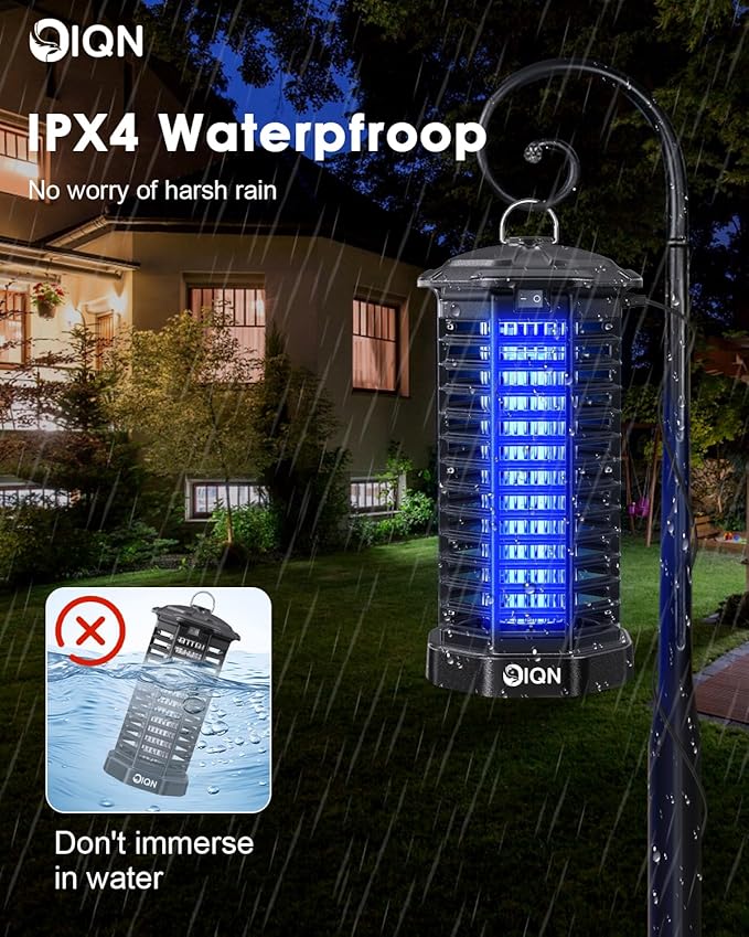 Bug Zapper Outdoor, Plug in Electric Mosquito Fly Zapper w/ 15W Light & 4200V Grid & on/Off Switch, Mosquito Traps & Killer for Indoor, Kitchen, Patio, Backyard and More (Black)