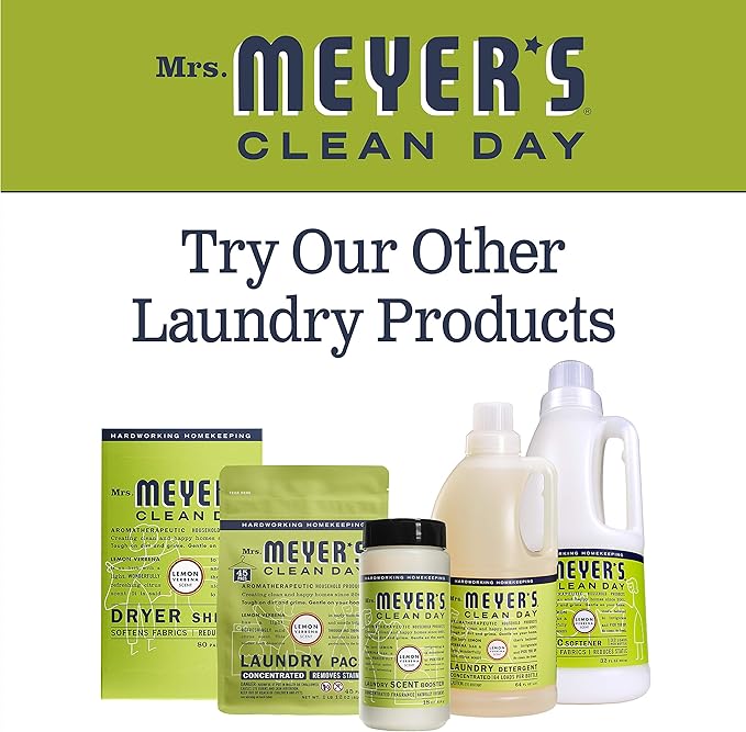 Mrs. Meyer's Dryer Sheets, Fabric Softener, Reduces Static, Infused with Essential Oils, Lemon Verbena, 80 Count