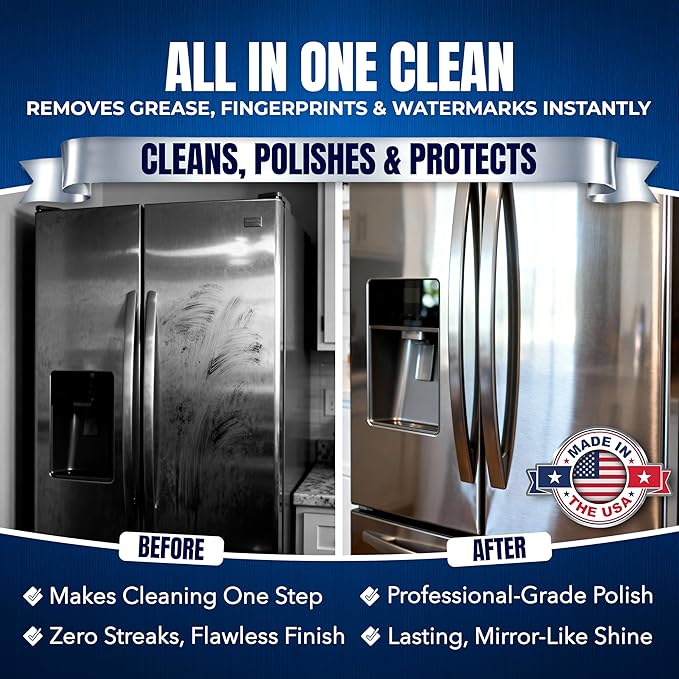 Sheila Shine 2 x 10oz Stainless Steel Cleaner and Polish - Removes Grease, Fingerprint & Watermark - Kitchen Appliances, Refrigerators, Sinks, Ovens & Grills - Stainless Steel Appliance Cleaner Spray